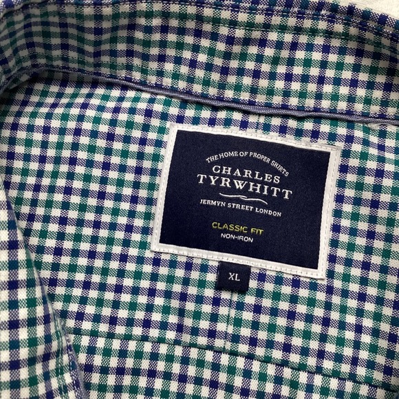 Charles Tyrwhitt‎ Mens Classic Fit Non Iron Gingham Dress Shirt XL - Picture 2 of 7